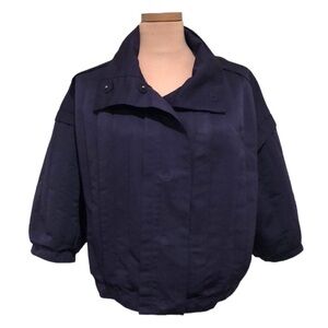 SoCa by St John Jacket Size XL Dark Eggplant Purple Pleated